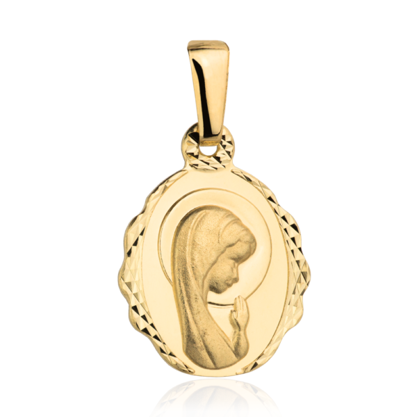 Medalik złoty Matka Boska modląca się z delikatnym diamentowaniem (Gramatura: 1.24)