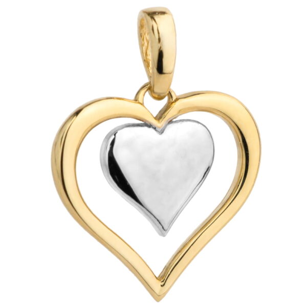 Zawieszka złote serce z serduszkiem z białego złota w środku (Gramatura: 0.75)