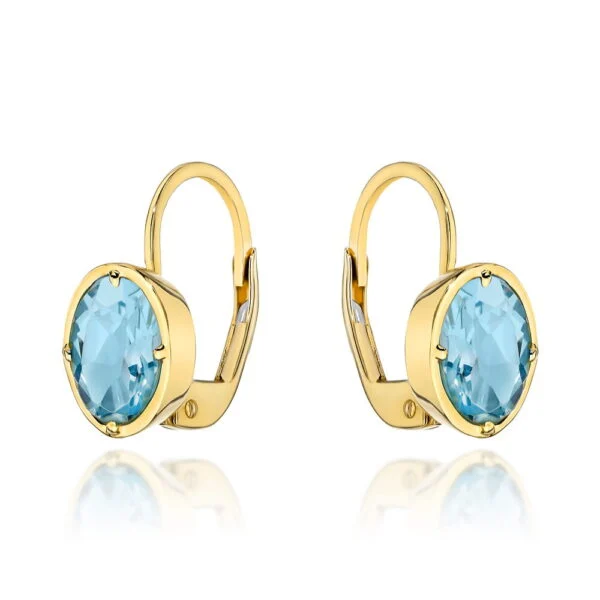 Kolczyki złote z kolekcji "COLORFUL STONE" - topaz owal