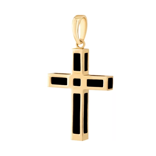 Krzyżyk złoty ozdobny z kauczukiem