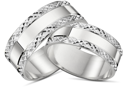 Obrączki srebrne diamentowane po bokach