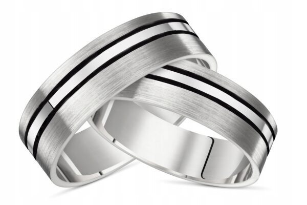 Obrączki srebrne z podwójnym czarnym akcentem