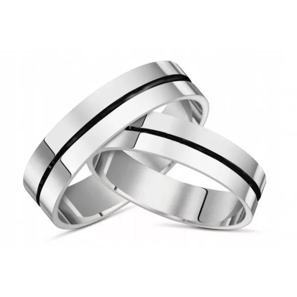 Obrączki srebrne z pojedynczym oksydowanym rowkiem