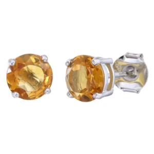 Srebrne kolczyki z cytrynem w czterech łapkach