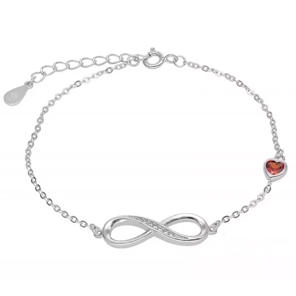 Bransoletka srebrna nieskończoność i czerwone serce