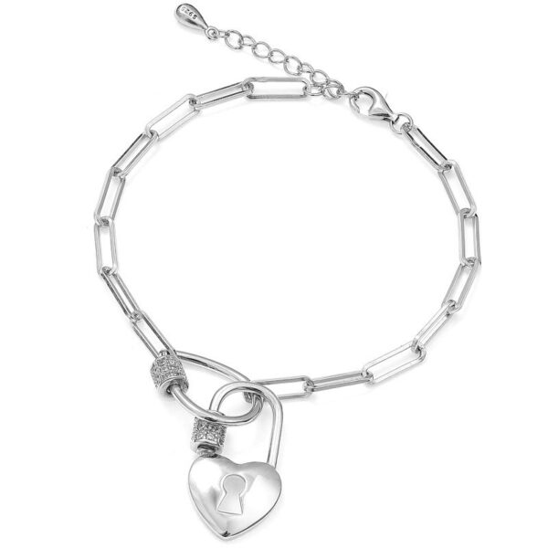 Bransoletka srebrna ogniwa z kłódką