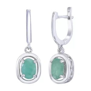 Srebrne kolczyki ze szmaragdami na angielskim zapięciu