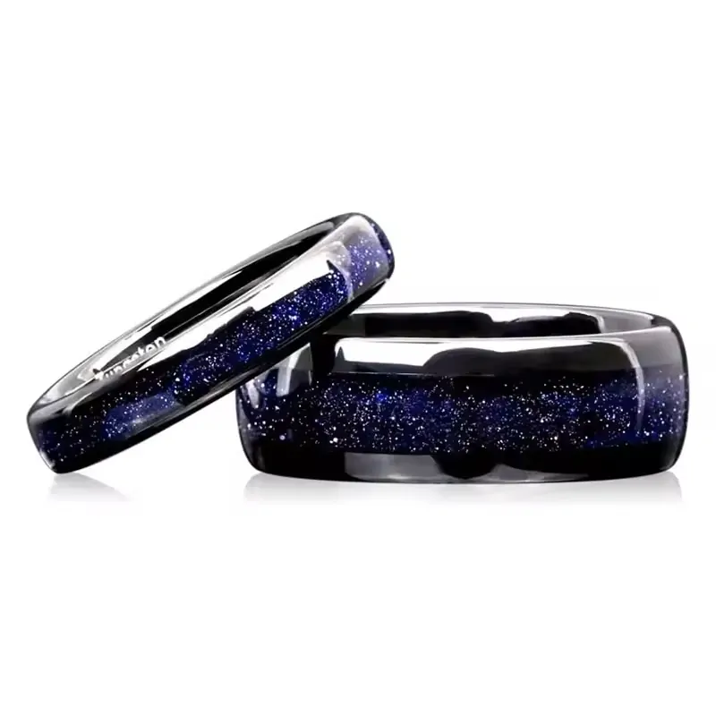 Obrączki wolframowe niebiesko-czarne