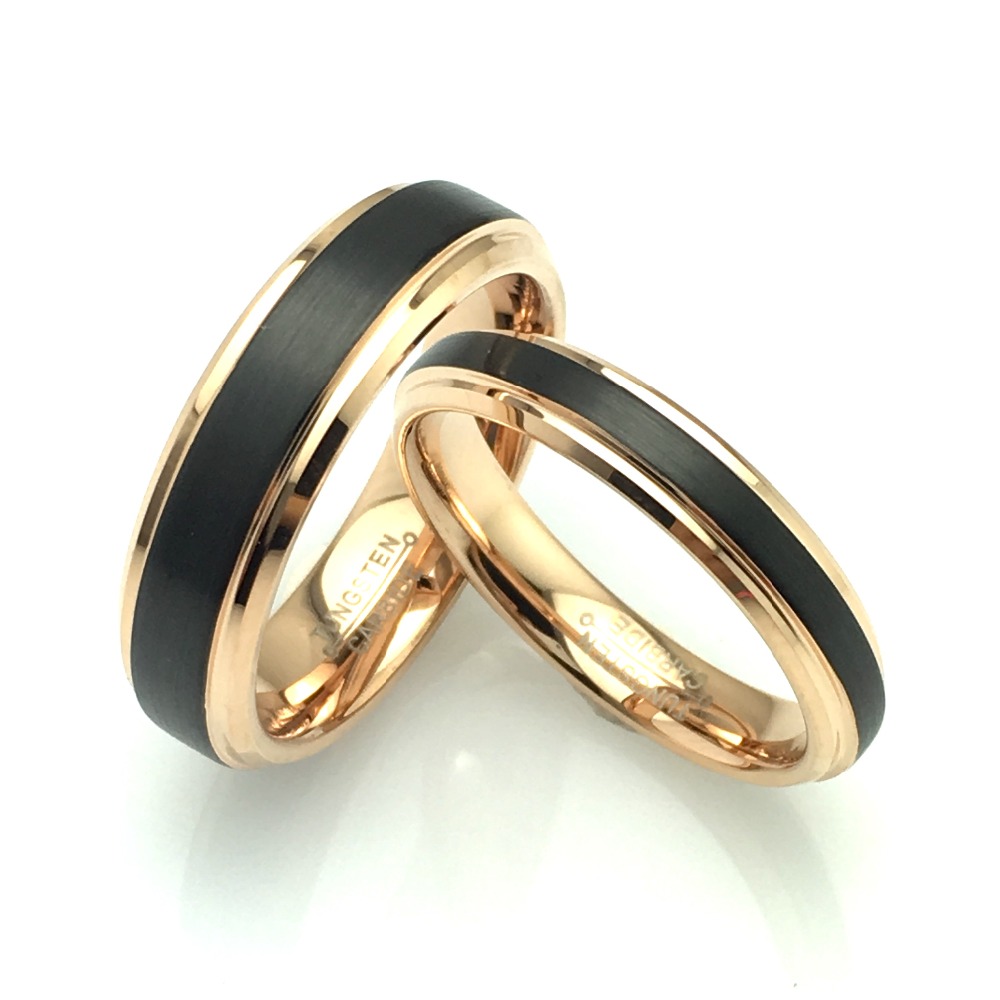 Obrączki wolframowe złoto-czarne