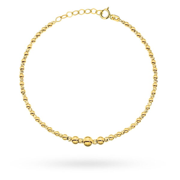 Bransoletka złota gładkie i diamentowane kuleczki