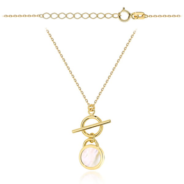 Naszyjnik złoty kółeczko i masa perłowa