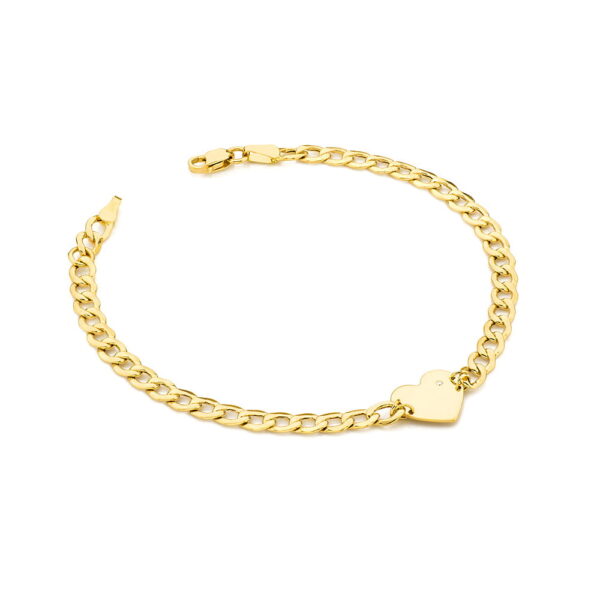 Bransoletka z sercem z żółtego złota 585 i diamentem 0.005ct