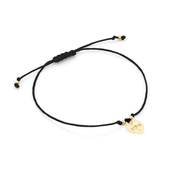 Bransoletka sznurkowa kłódka z diamentem 0.005ct z czarnym sznurkiem