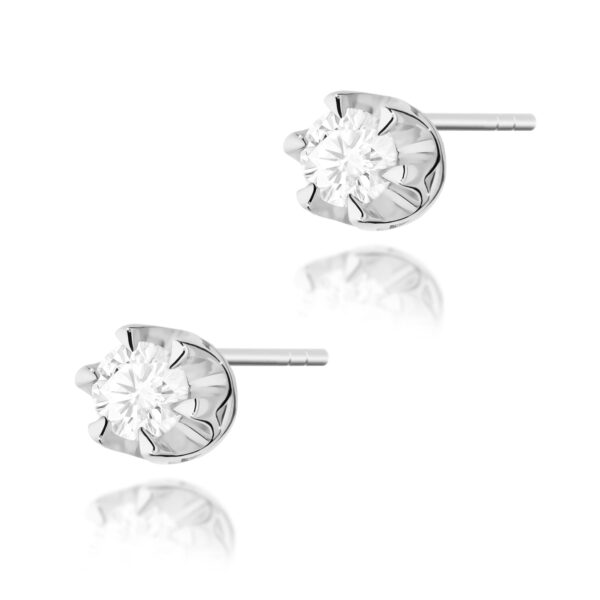 Kolczyki z diamentami 2 × 0,08ct w białym złocie 585