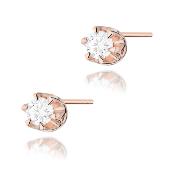 Kolczyki z diamentami 2 × 0,08ct w różowym złocie 585