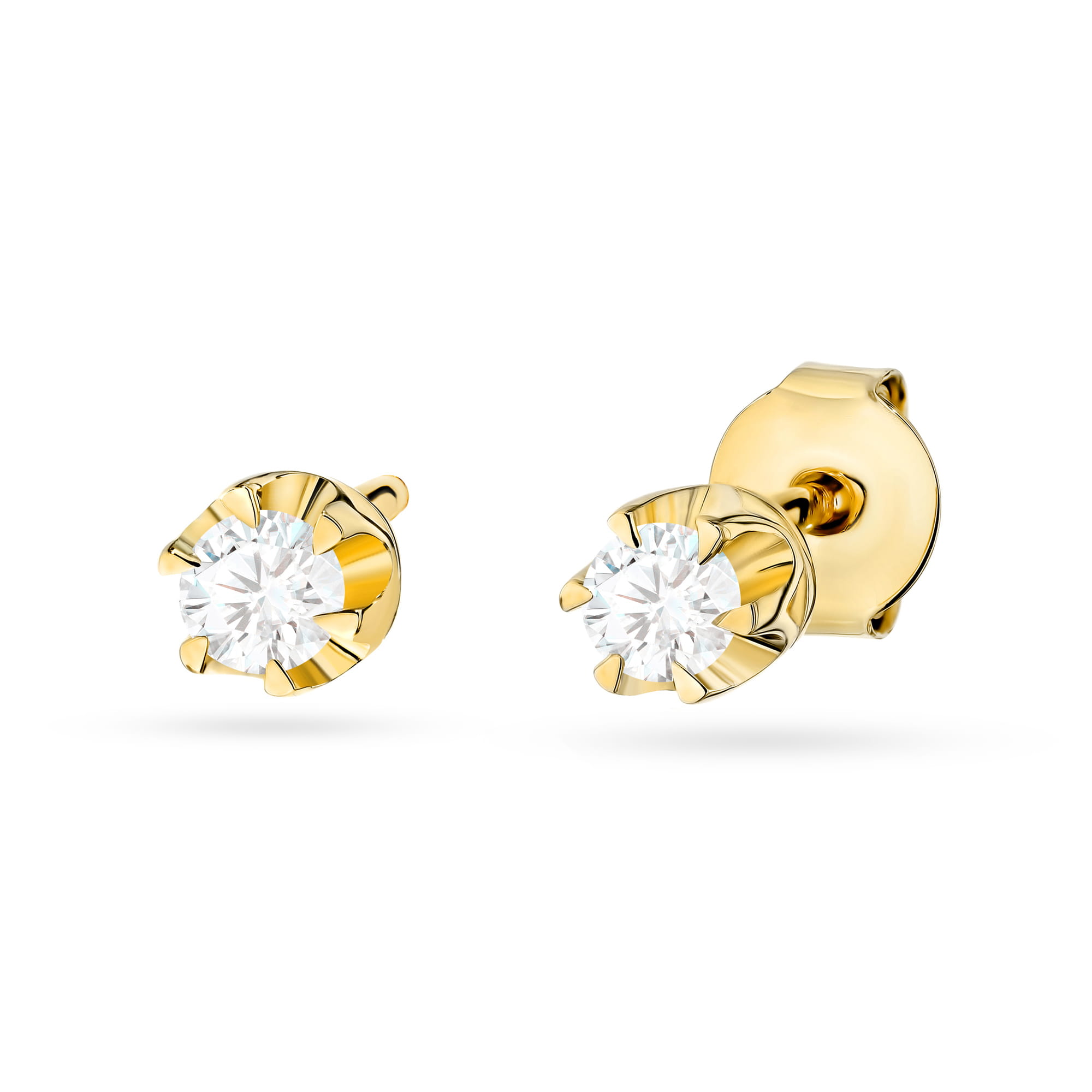 Kolczyki z diamentami laboratoryjnymi 2 × 0,10ct w żółtym złocie