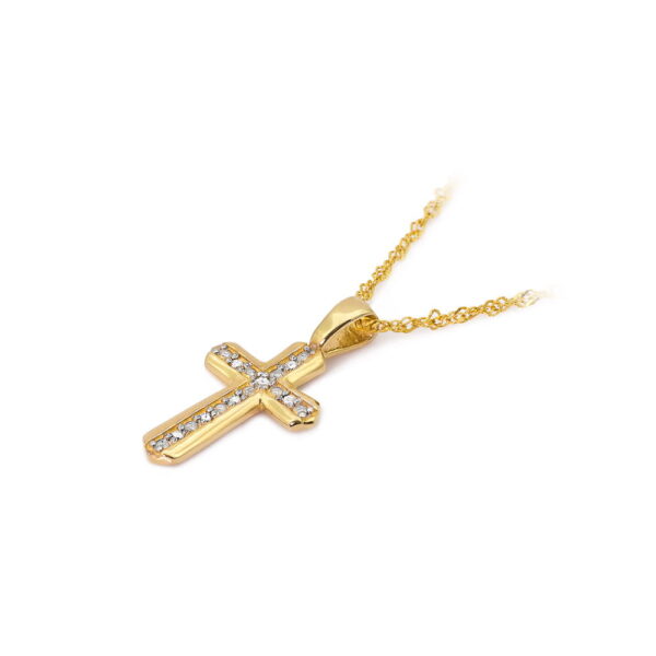 Złoty krzyżyk z diamentami 0.035 ct – złoto żółte 585
