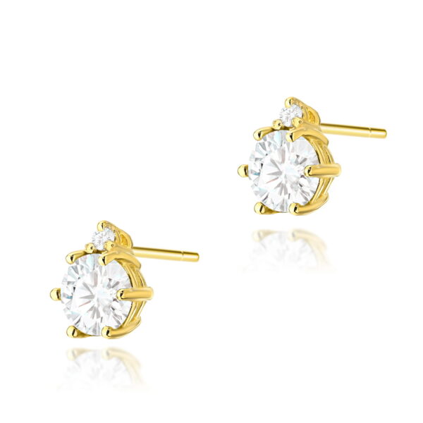 Kolczyki z żółtego złota 585 z białym szafirem i diamentami 0.029ct