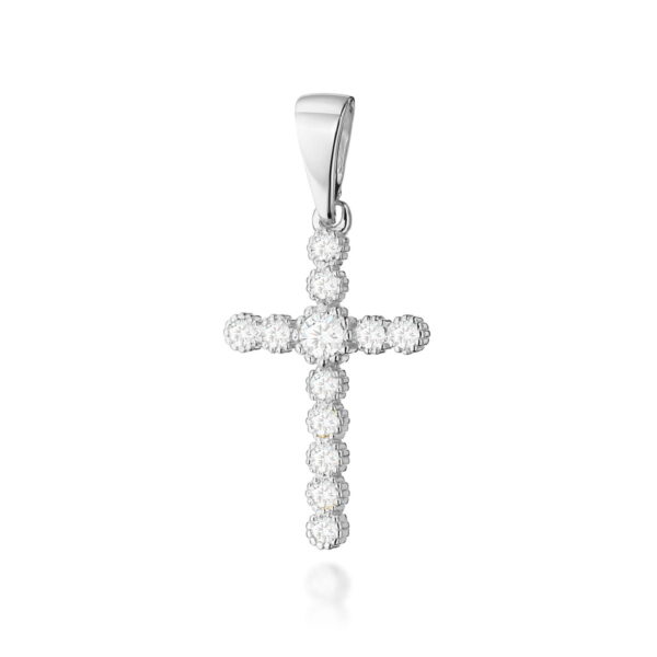 Złoty krzyżyk z diamentami 0.32 ct – złoto białe 585