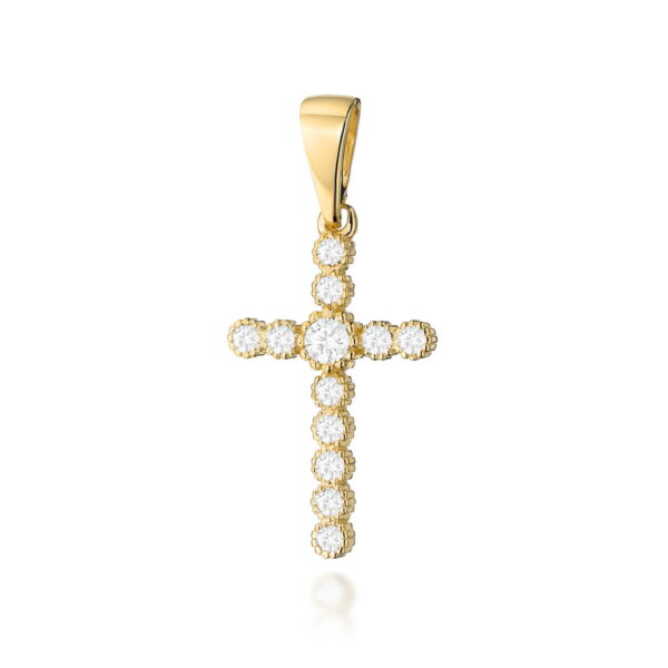 Złoty krzyżyk z diamentami 0.32 ct – złoto żółte 585
