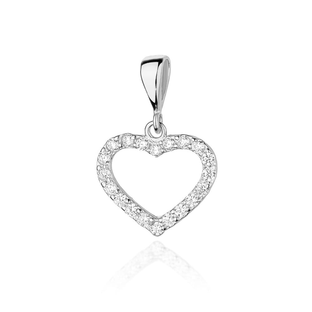 Złote serce z diamentami 0.29 ct – złoto białe 585