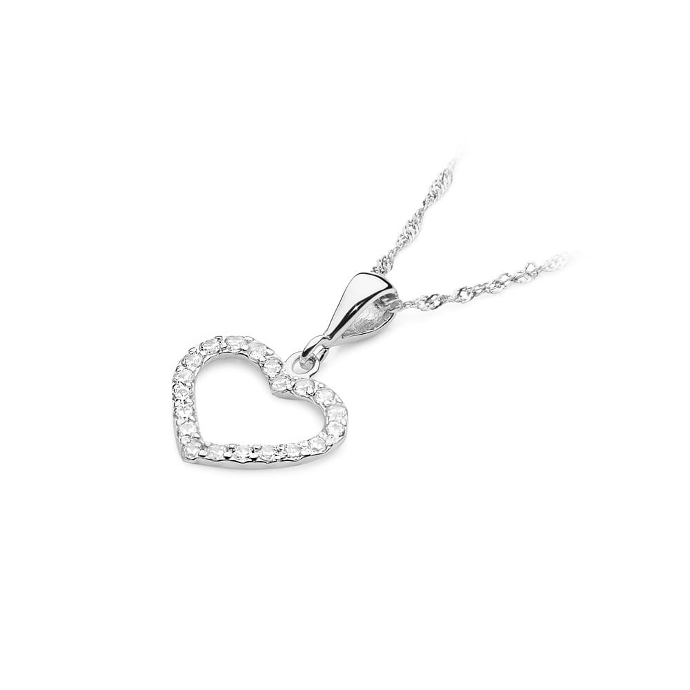 Złote serce z diamentami 0.29 ct – złoto białe 585