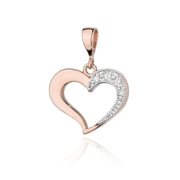 Złote serce z diamentami 0.0635 ct – złoto różowe 585