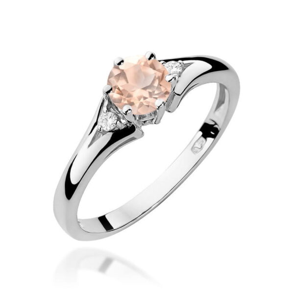 Pierścionek z morganitem 0,40ct i diamentami – złoto białe 585