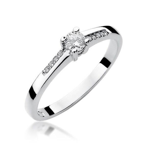 Pierścionek zaręczynowy z diamentami 0,19ct - białe złoto