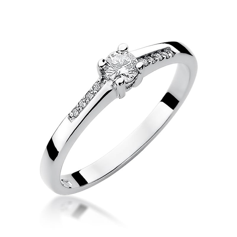 Pierścionek zaręczynowy z diamentami 0,19ct - białe złoto