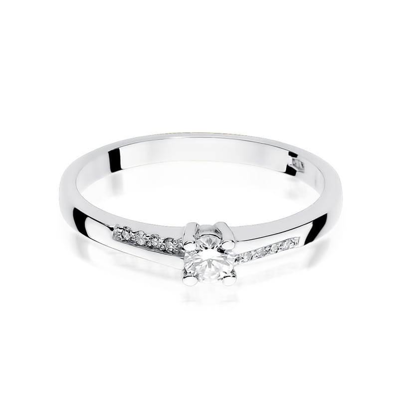 Pierścionek zaręczynowy z diamentami 0,19ct - białe złoto