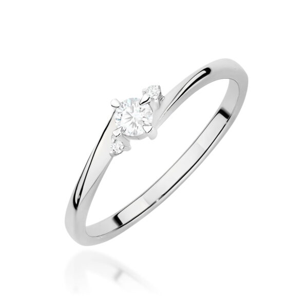 Pierścionek z diamentami laboratoryjnymi 0,12ct w białym złocie 585