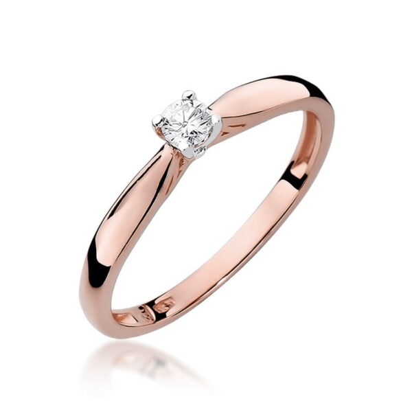 Pierścionek z różowego złota 585 z diamentem 0.10 ct