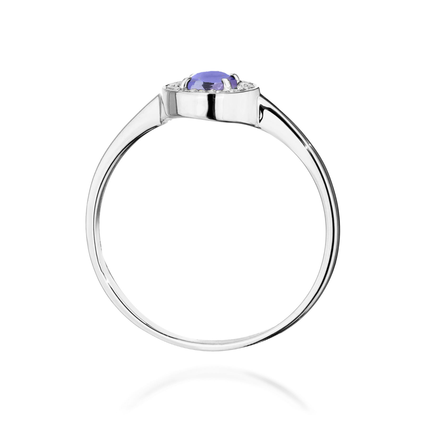 Pierścionek z tanzanitem 0.35 ct i diamentami – złoto białe 585