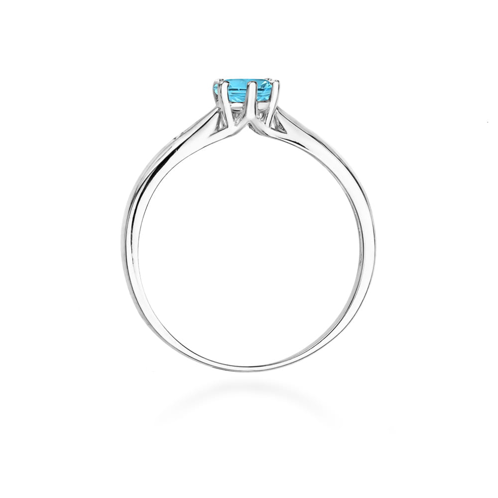 Pierścionek z topazem 0.50 ct – Białe złoto 585 i diamenty