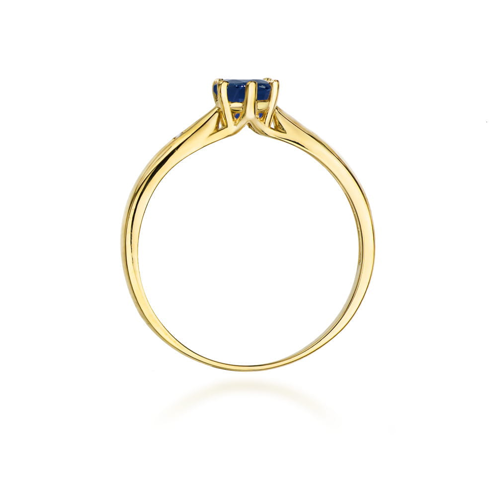 Pierścionek z szafirem 0.50 ct – Żółte złoto 585 i diamenty