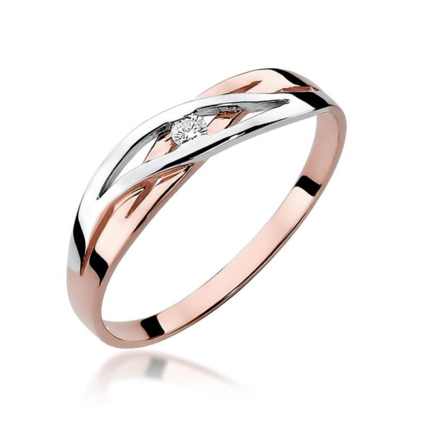 Pierścionek z diamentem 0,05ct w różowo-białym złocie