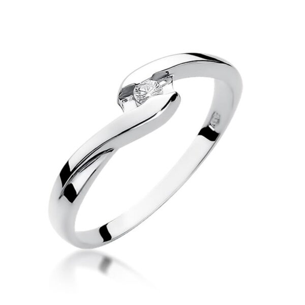 Pierścionek zaręczynowy z diamentem 0,05ct - białe złoto