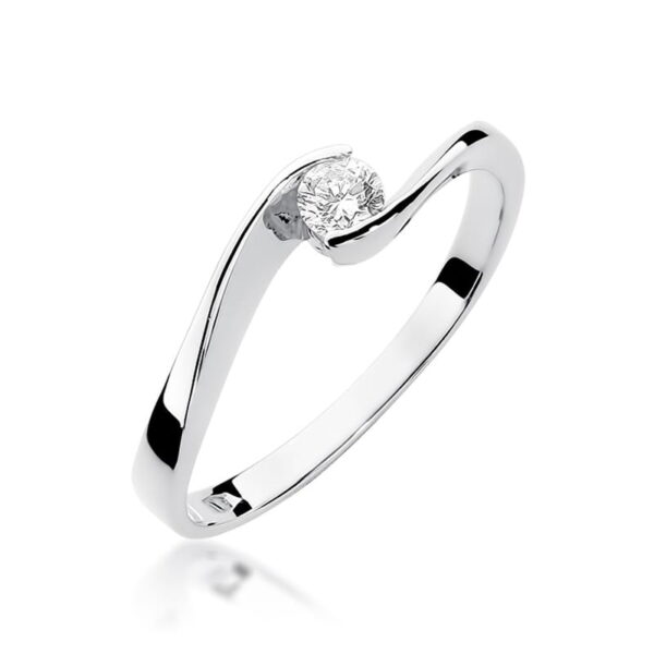 Pierścionek zaręczynowy z białego złota z diamentem 0,13ct