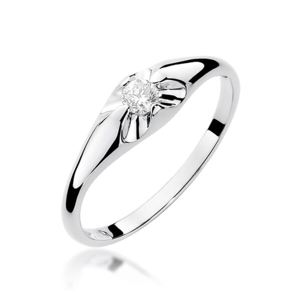 Pierścionek z białego złota z diamentem 0,10ct