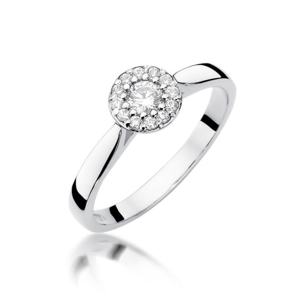 Pierścionek zaręczynowy z białego złota z diamentami 0,22ct