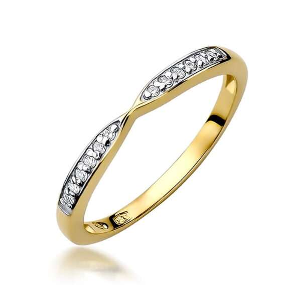 Pierścionek obrączka z żółtego złota z diamentami 0.10ct