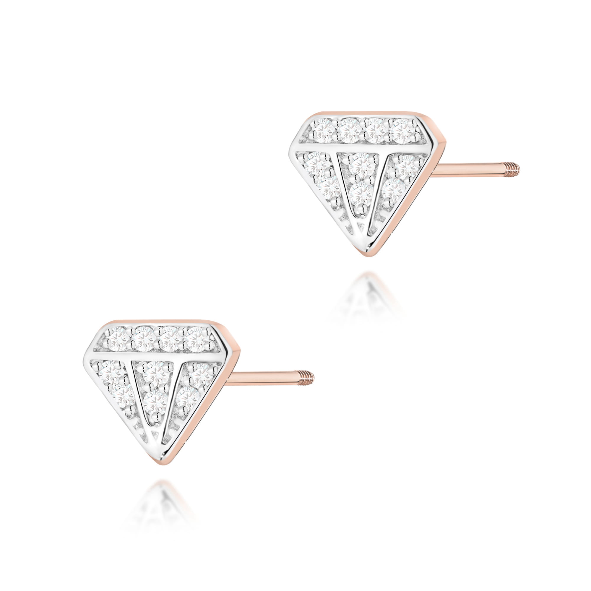 Kolczyki z diamentami 0,10ct w różowym złocie 585