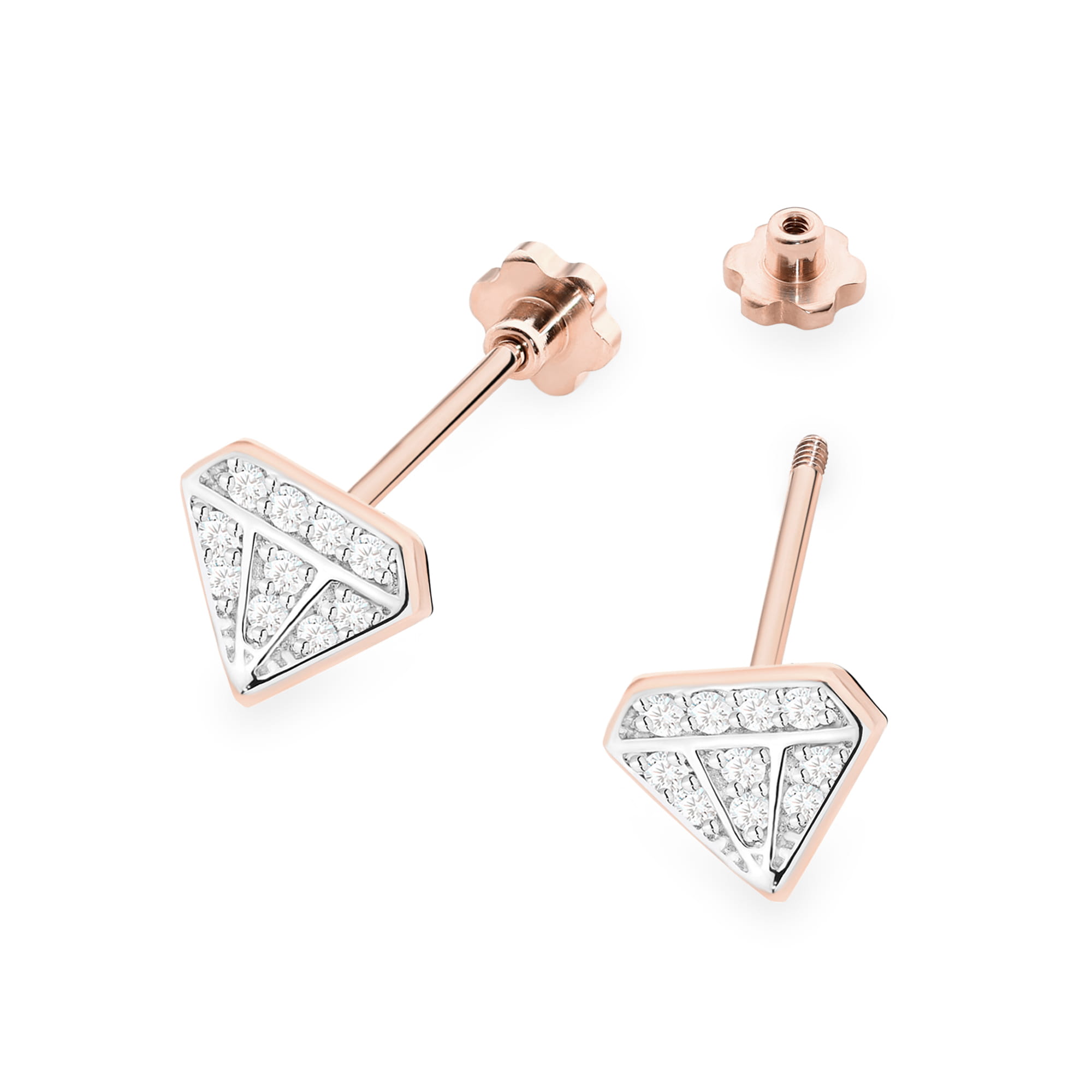 Kolczyki z diamentami 0,10ct w różowym złocie 585