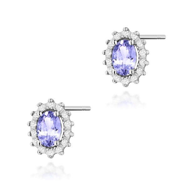 Kolczyki z tanzanitami 0,80ct i diamentami w białym złocie