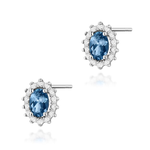Kolczyki z topazami London Blue 1,00ct i diamentami w białym złocie