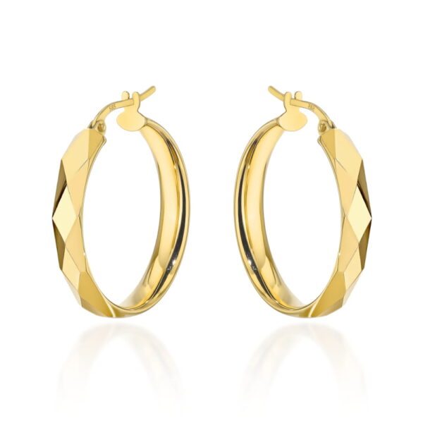 Kolczyki złote kółka zdobione diamentowaniem