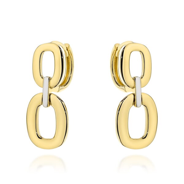 Kolczyki złote owale zdobione białym złotem na kreolu