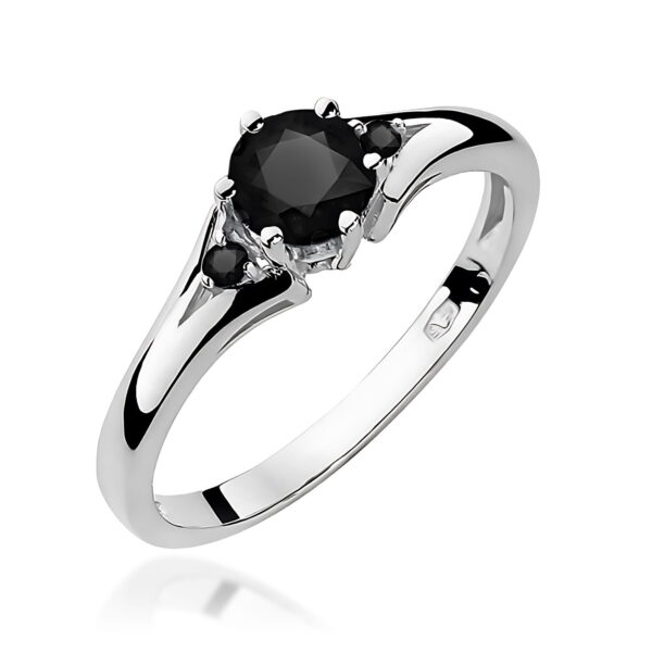 Pierścionek z czarnym diamentem 0,50ct – złoto białe 585