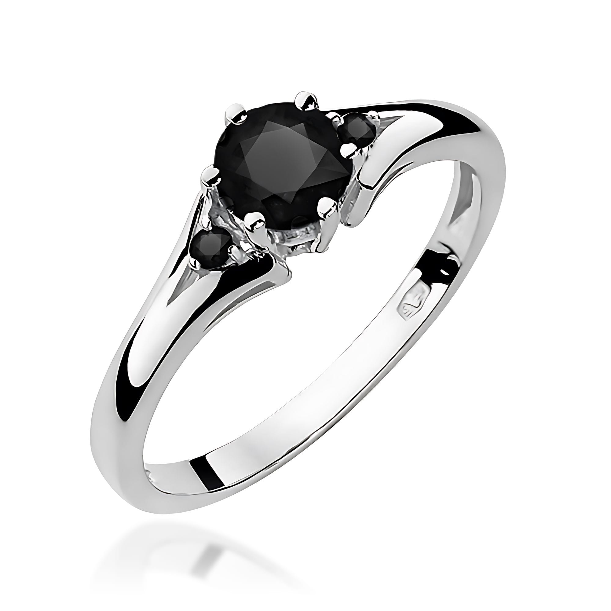 Pierścionek z czarnym diamentem 0,50ct – złoto białe 585